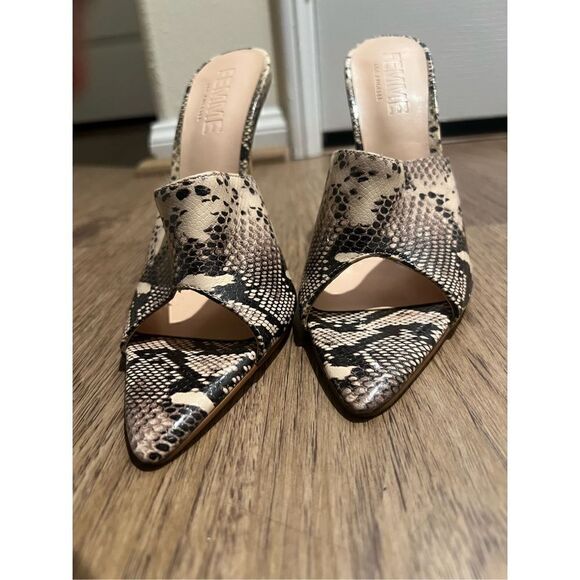 Femme LA Python Mule Print Heel Shoes Size 37 US 7 - Picture 2 of 7